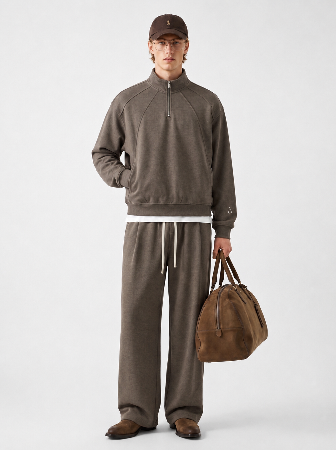 Oversized Half-Zip Sweatshirt Braun | Quarter Zip | Unisex | Streetwear
